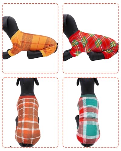 4 Pack Plaid Fleece Dog Pajamas Warm for Extra Large Dogs (XX-Large)