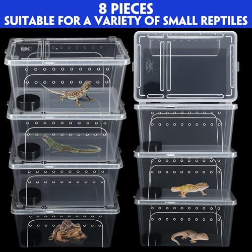 8 Pcs Reptile Breeding Box (Vent Holes / Clear / 12.6 x 8.66 x 5.91 Inches)