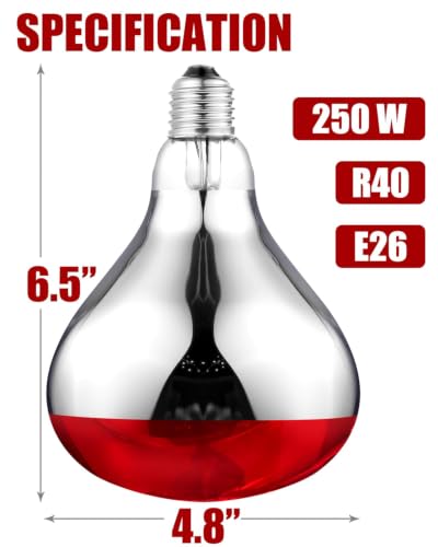 250W R40 Red Heat Lamp Bulbs (Red / 12 Pack)