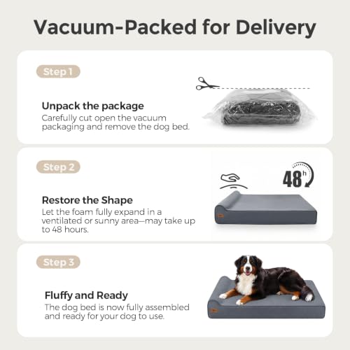 XXL 35D Memory Foam Dog Bed for Extra Large Dogs (XX-Large / Blue Grey)