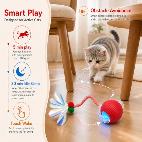 Interactive Cat Toy Ball (A-Red)
