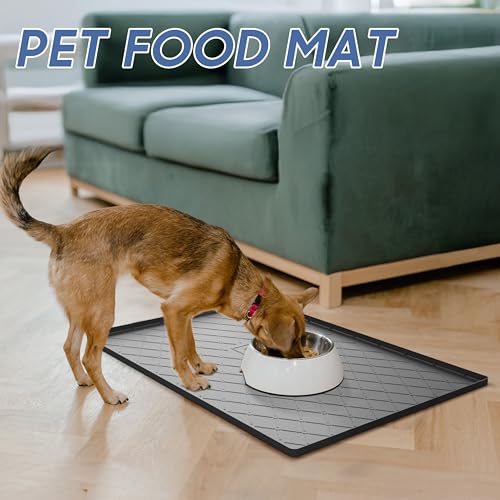 Pet Food Mat 37 x 22 in (Light Grey / 37"L x 22"W)