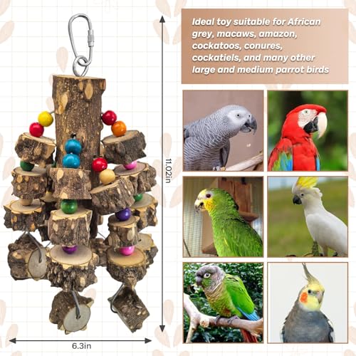 Large Bird Parrot Toys (B: Wire Link, Pepper Wood)