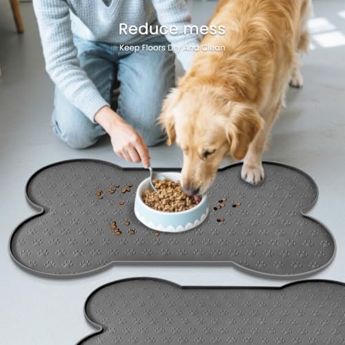 Dog Food Mat Anti (19.4" x 9.8"-2PCS / Grey)