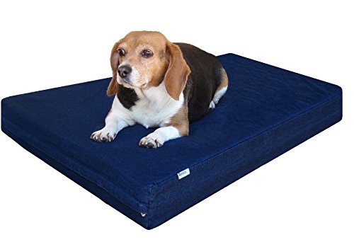 Premium Gel Memory Foam Dog Bed (35.0"L x 20.0"W x 4.0"Th / Navy Blue)