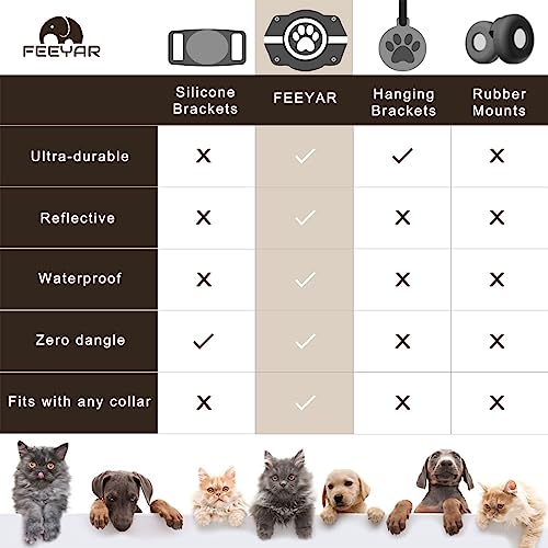 AirTag Dog Collar Holder 4 Pack Compatible with Apple Air Tag 1st & 2nd Gen (Bright striped black / 4 Pack)