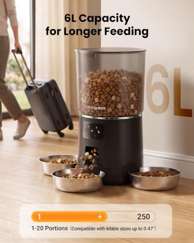 Automatic Cat Feeder with Camera for 3 Cats (Black)