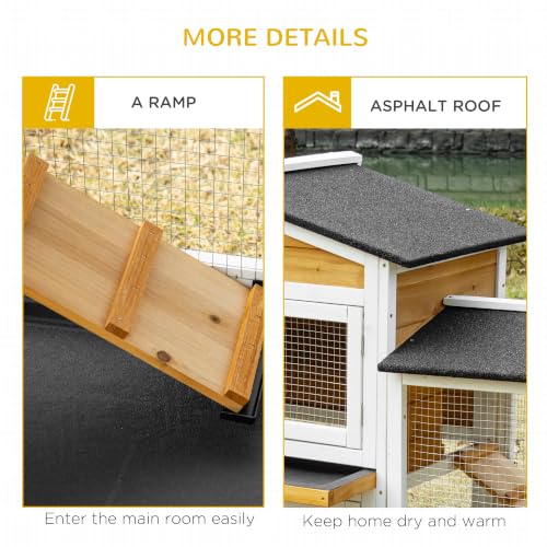 90.5" Wooden Rabbit Hutch Bunny Cage Pet Playpen House Enclosure with Double Side Run Boxes (White)