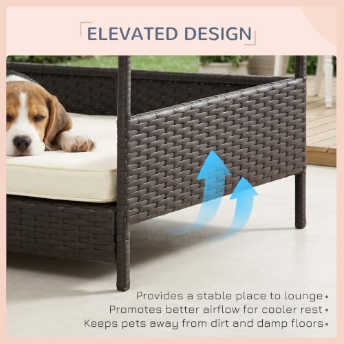 Wicker Dog House Outdoor with Canopy