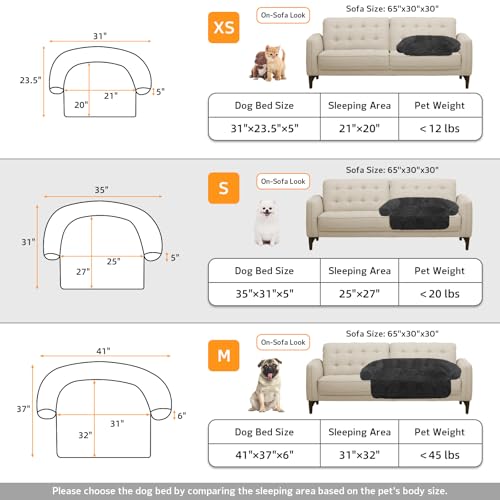 Calming Dog Bed Fluffy Plush Dog Mat for Furniture Protector with Removable Washable Cover for Large Medium Small Dogs and Cats (Dark Grey / 35.0"L x 31.0"W x 5.0"Th)
