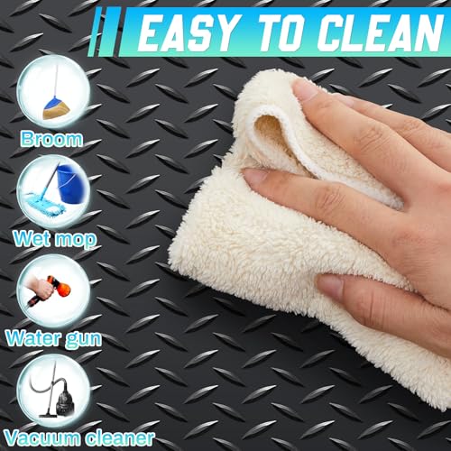 20 in x 10 ft Rubber Diamond Plate Rolls Garage Floor Mat for Under Car (Diamond Plate / 20 in x 10 ft / Black)