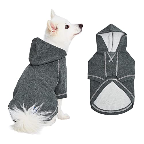 Essentials Soft & Comfy Better Basic Cotton Blend Dog Hoodie Sweatshirt in Charcoal Grey (22 inch (Pack of 1) / Dog Hoodie - Charcoal Grey)