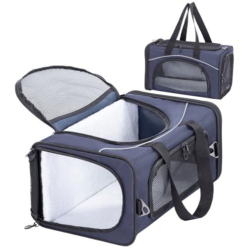 Airline Approved Pet Carrier for Small Dogs & Cats (Navy / 19.0"L x 9.0"W x 12.0"H)