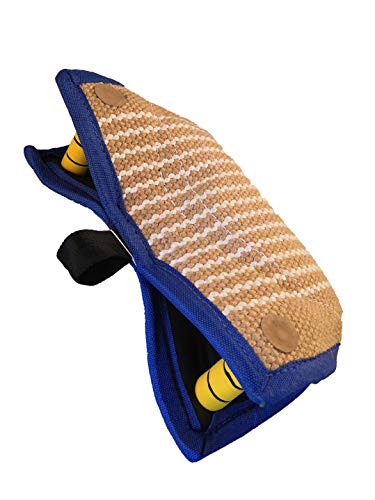 Dog Bite Pillow Wedge 2 Handles Interactive for Puppies Young Dogs Training Playing Fetching Games (Blue)