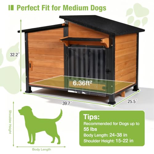 Large Outdoor Dog House with Pet Bowl for Large Dogs
