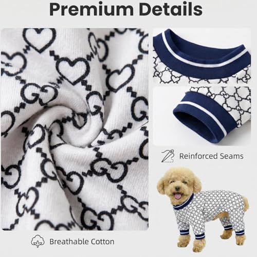 Dog Pajamas Onesie (01 Blue Heart / L (10-15 lb) Chest: 17.8")