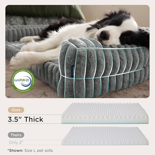 ComfyFleece® Memory Foam Orthopedic Dog Beds Large Sized Dog 35" (Grey / 35.0"l X 25.0"w X 7"th)