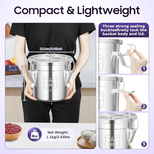 304 Stainless Steel Containers With Lid (6L)