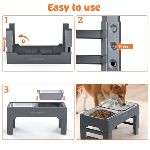 Raised Dog Bowls 4 Height Adjustable Elevated Bowl Stand