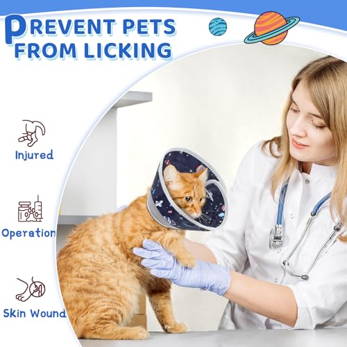 Cat Cone Collar Soft to Stop Licking (Grey / M)