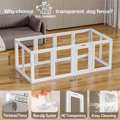 Clear Acrylic Dog Playpen Transparent Dog Playpen Indoor (White / 30"H)
