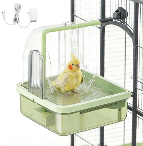 Bird Bath for Cage with Pump (Green-B)