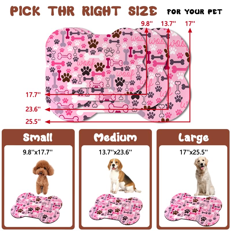 Dog Food Mats for Floors Waterproof (Pink / 19"L x 12"W)