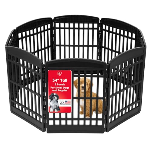 8 Panel Dog Playpen (Black / 8 Panel – 34" H)