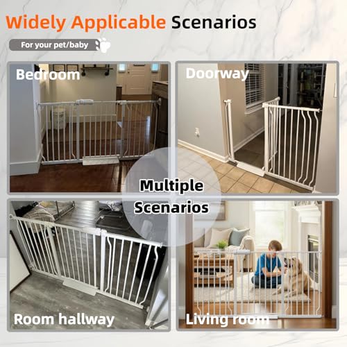 71.7 85.82 Inch Extra Wide Baby Gate Walk Through Safety Gate White (White / 71.65"-85.82")