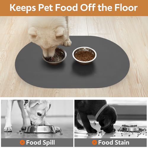 Absorbent Dog Food Mat (Darkgrey / 12"x19")