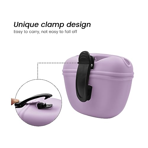 Silicone Dog Treat Pouch with Clicker Magnetic Closure Secure Clip (2 Pack / Lake Blue + Hibiscus)