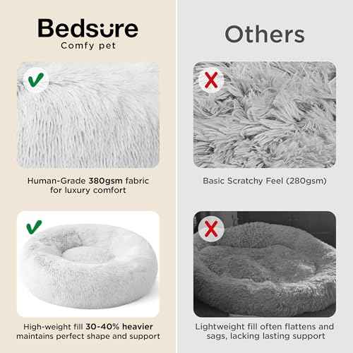 Calming Small Dog Bed Donut Washable Cat＆Puppy Bed (23"L x 23"W x 8"Th / Frost Grey)