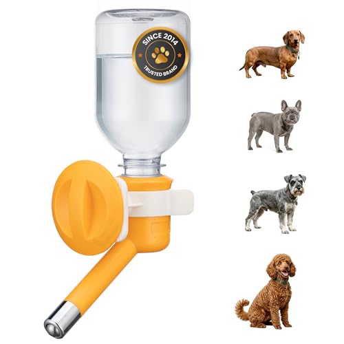 Patented No Drip Dog Water Bottle (C590 Orange / Small Sized Dogs and Cats-10.2 fl.oz)