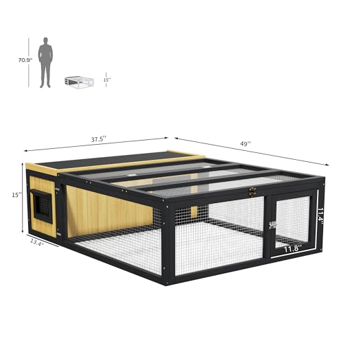 Large Rabbit Cage Outdoor Bunny Hideout Indoor for Backyard Garden (Yellow+Black 2)