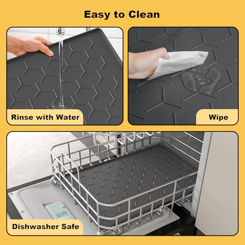 Silicone Dog Cat Food Bowl Mat (M-24''X16'' / Dark Gray)