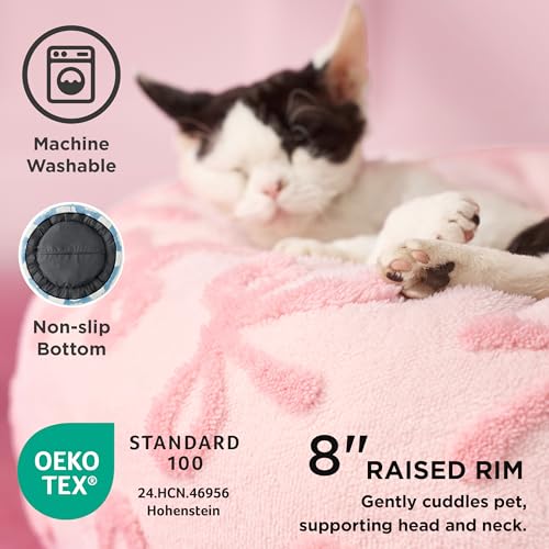 Shown on TV Jacquard Donut Dog Beds Medium (30.0"L x 30.0"W x 8.0"Th / Bow Pink Taffy)
