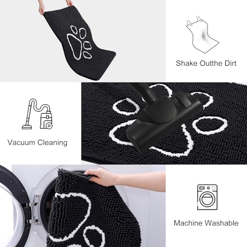 Dog Door Mat for Muddy Paws (59"X32" / Black and White)