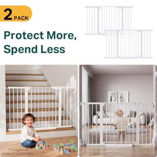 2-Pack 29.7-51.5 in Extra Wide Baby Gate for Stairs, Dog Gate White (White / 29.7-51.5"W x 30.5"H (2 Pack ))