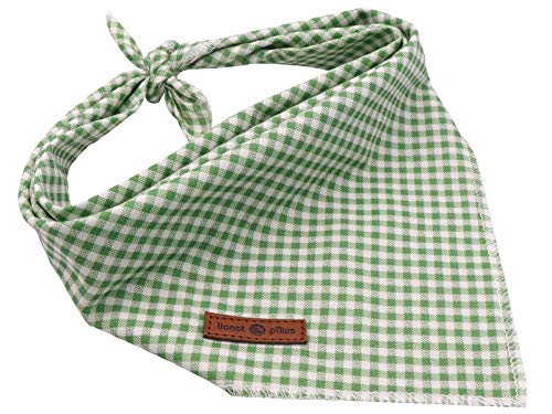 Dog Bandana for Small Medium Large Dogs (Green&White Grid / Large (Pack of 1))