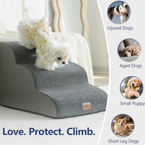 Ramp Dog Stairs for High Beds 24.4" H (Grey / 5-Step-Update (34.5"D x 17.7"W x 24.4"H))