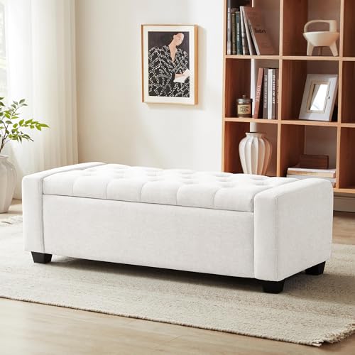 48" Ottoman with Storage (White / 19.7"D x 48"W x 16.9"H)