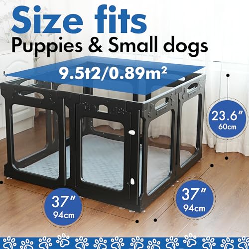 Clear Acrylic Dog Playpen Indoor (Black / 24" Height)