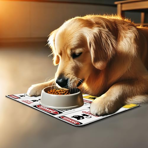 Funny Pet Mat for Food and Water (Yellow Red)