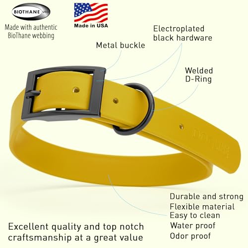 Biothane Waterproof Dog Collar Strong Coated Nylon Webbing with Black Hardware Odor
