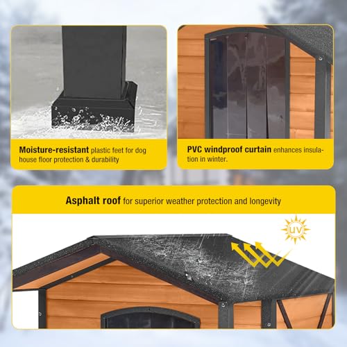 Outdoor Heated Dog House with Heating Pad Insulated Dog House with Anti