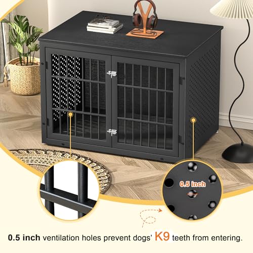 42" Heavy Duty Dog Crate Furniture for Large and Medium Dogs (42.1"L x 30.0"W x 30.2"H / Black)