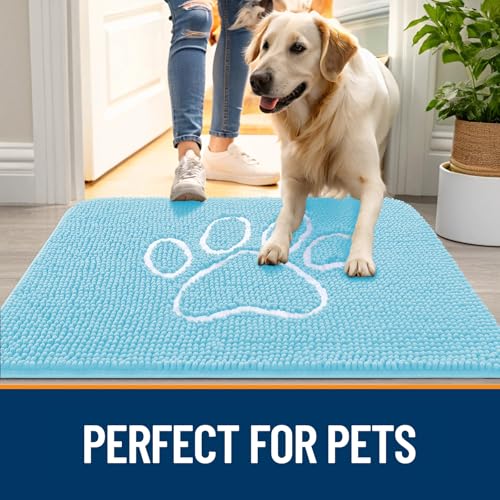 Dog Door Mat for Muddy Paws 48x30 (Blue / 48" X 30")