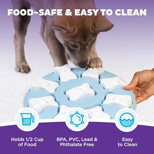 Nina Ottosson Puppy Tornado Dog Puzzle Interactive Treat Puzzle Dog Enrichment Dog Toy for Puppies (Puppy Smart (Light Blue) / 1 Count (Pack of 1))