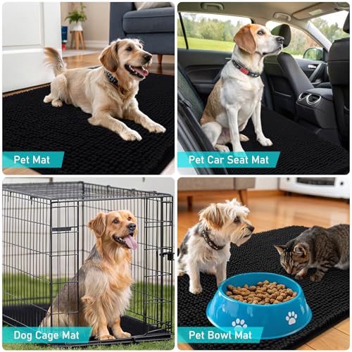 Dog Door Mat for Muddy Paws 47x20 (Black / 47" X 20")