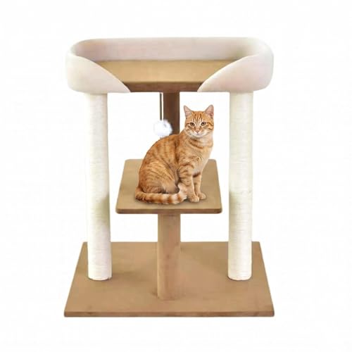 Modern Wooden Cat Tree Tower with Extra Large Platform (D)